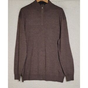 Club Room Merino Wool Sweater Brown Size LT 1/4 Zip Long Sleeve 1131